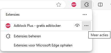 Adblock Plus wordt weergegeven op de werkbalk Adblock Plus wordt weergegeven op de werkbalk