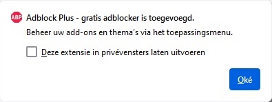 Adblock Plus is toegevoegd Adblock Plus is toegevoegd