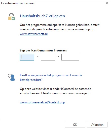 Licentienummer invoeren Licentienummer invoeren